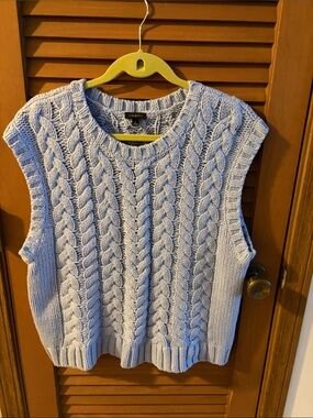 Talbots Pale Blue Cable-Knit Sweater Vest